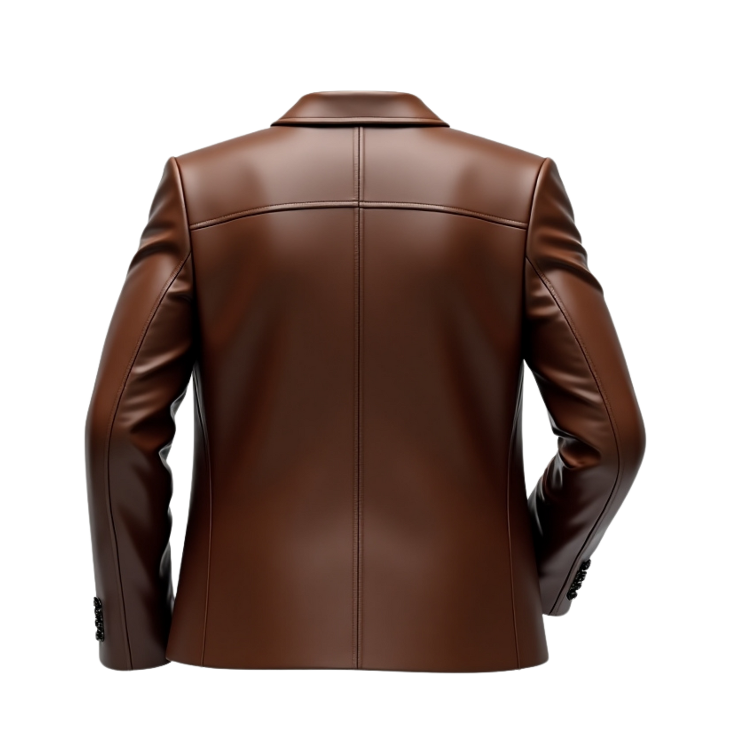 Mens Real Leather Brown Blazer Classic Two Button Tailored Fit Formal Jacket Premium Modern Elegant Style