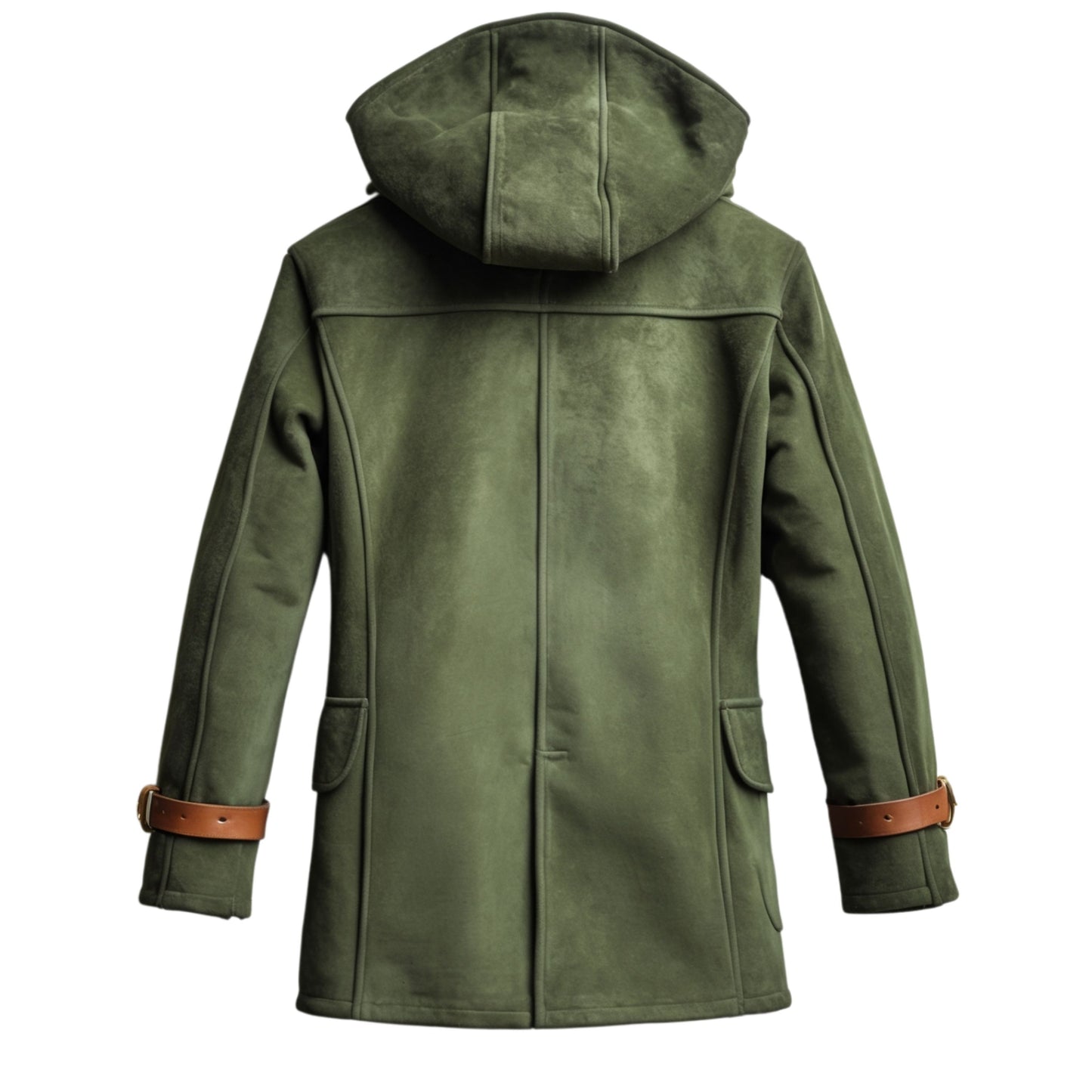 Men's Green Duffle Coat with Leather Toggle Fastenings and Hood – Warm Winter Style