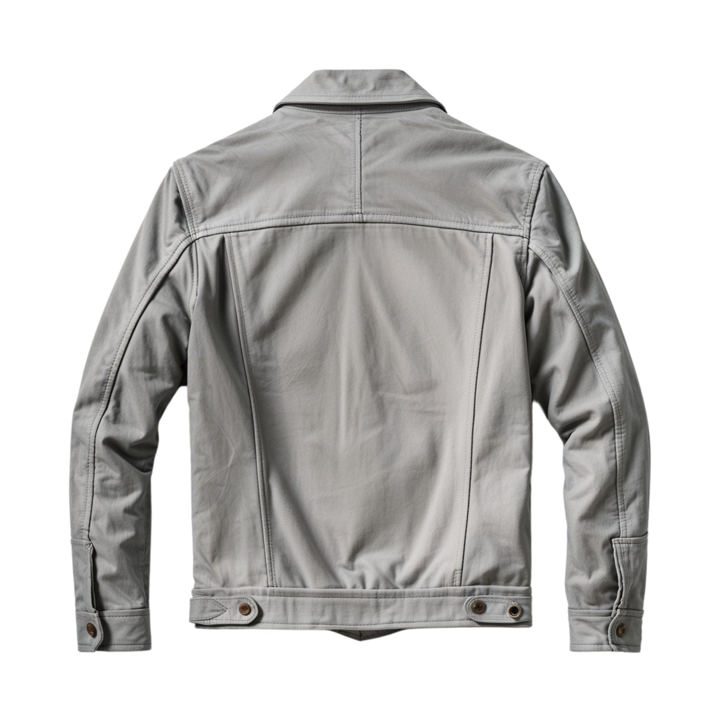 Light Gray Suede Trucker Jacket: Western Style, Button Front, Slim Fit