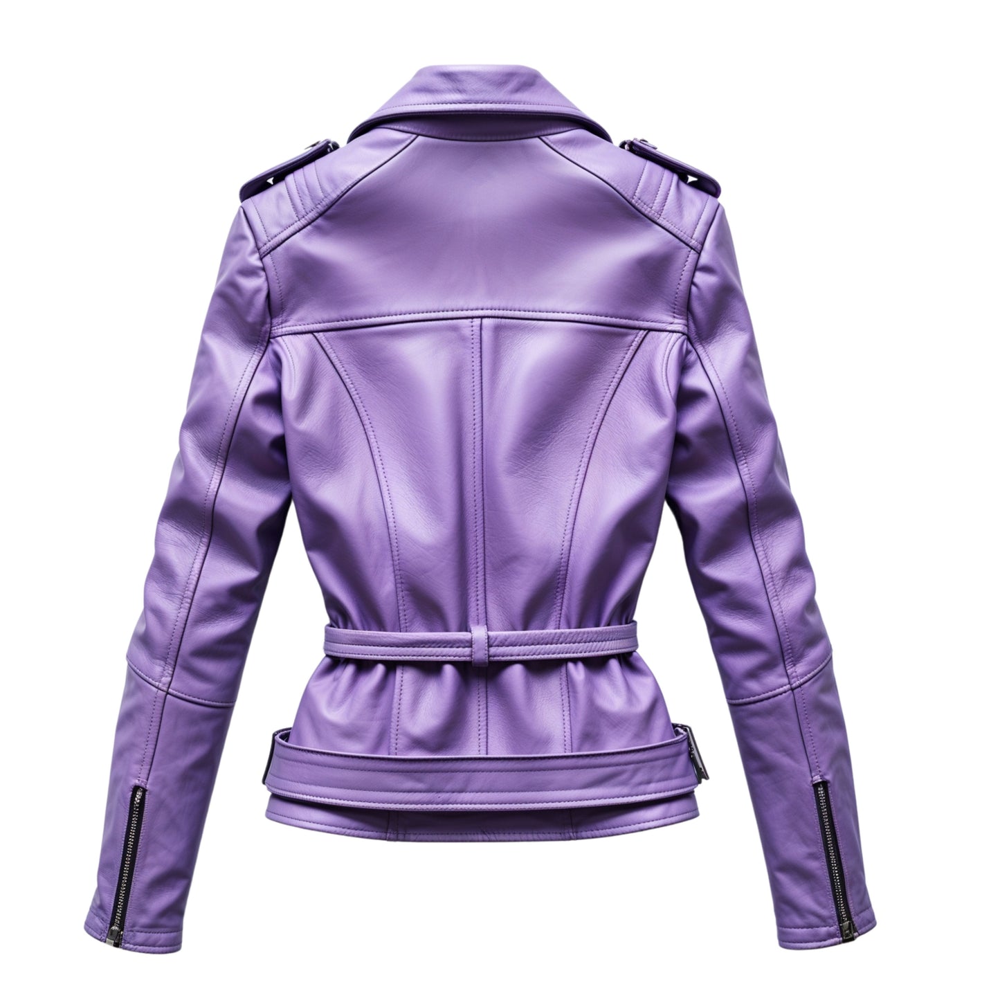 Women's Lavender Leather Biker Jacket – Slim Fit Asymmetric Zip Outerwear