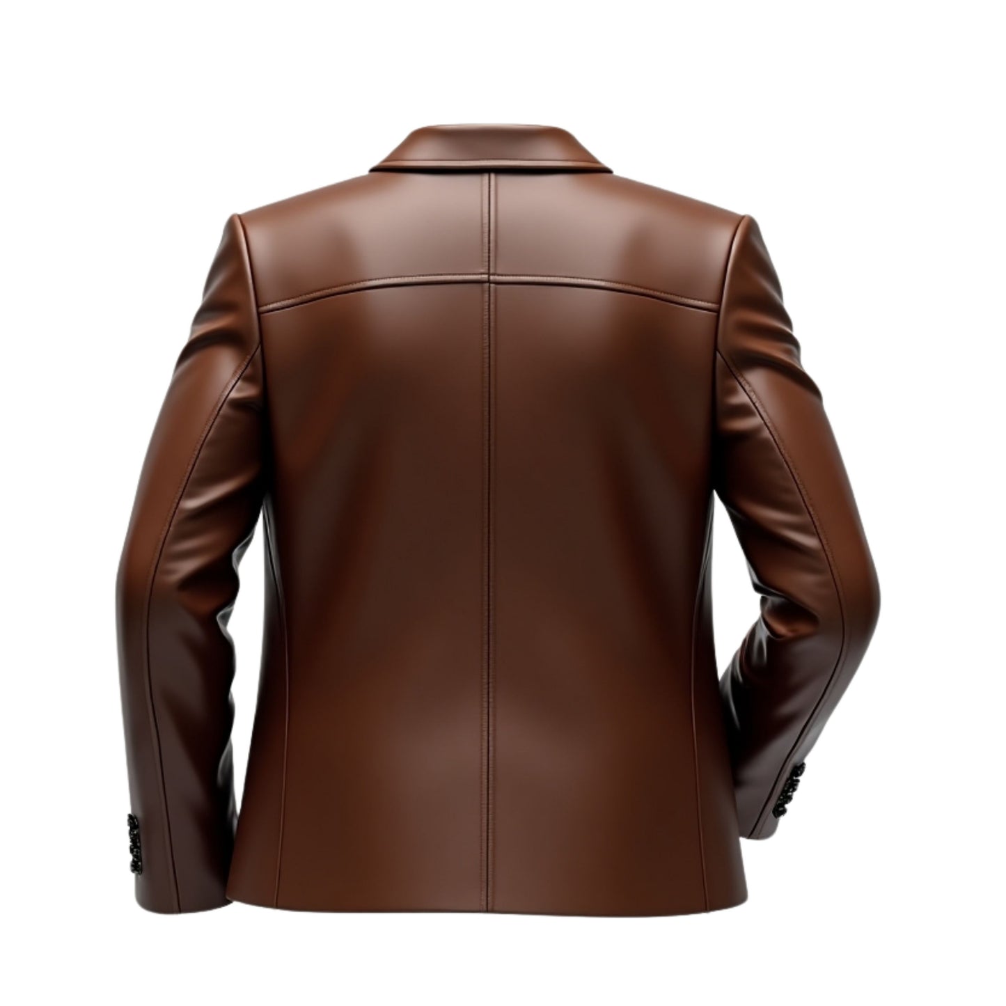 Men's Brown Leather Blazer: Classic Two-Button Tailored Fit Jacket