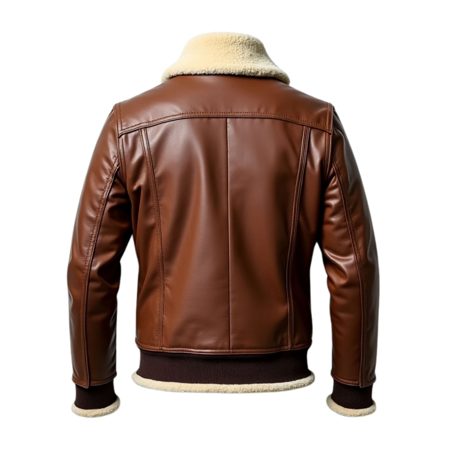 Men's Brown Leather Aviator Jacket with Shearling Collar – Classic Winter Style