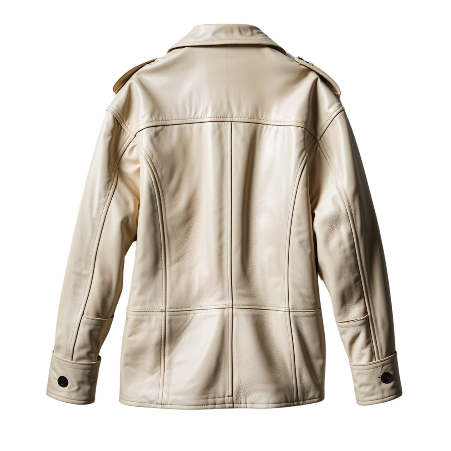 Classic Cream Double Breasted Real Leather Jacket Men Wide Lapels Ideal Timeless Sophisticated Style