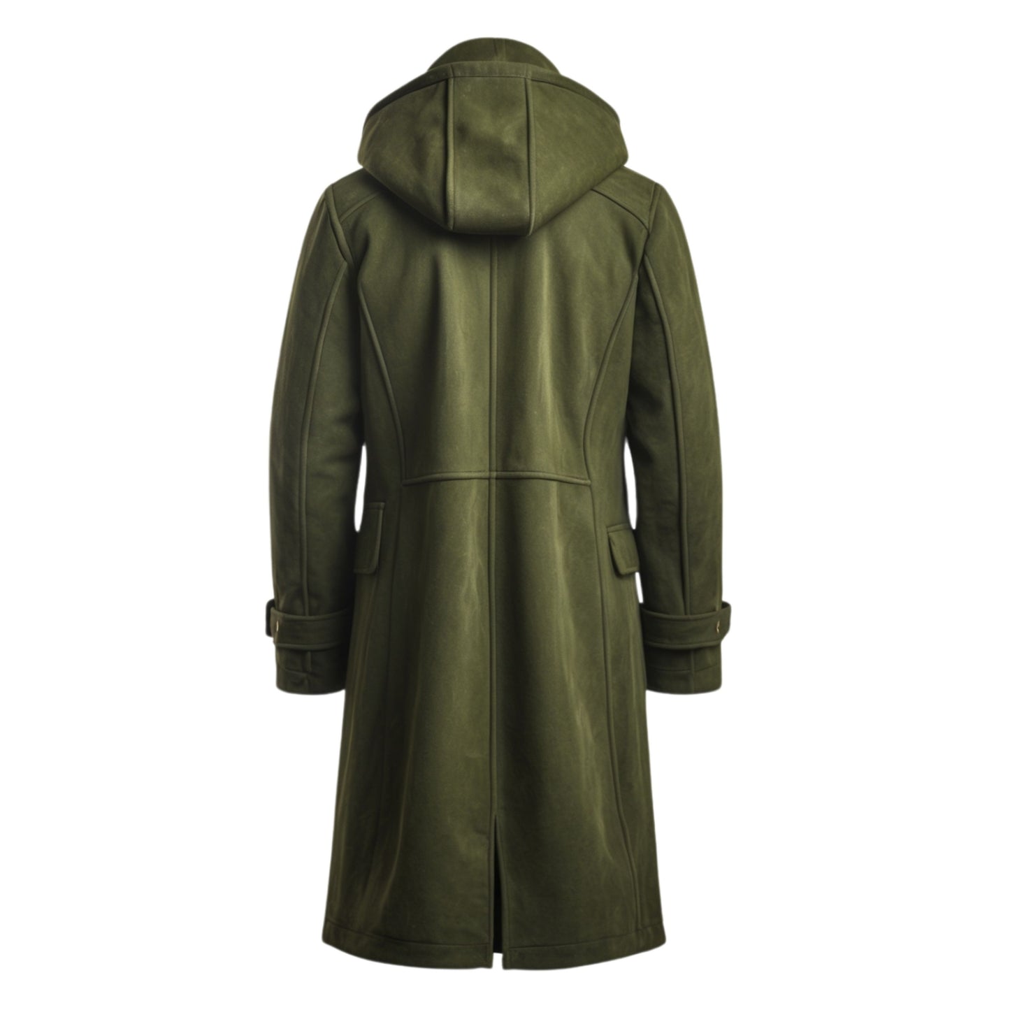 Men's Green Classic Duffle Coat with Leather Toggle Fasteners and Hood – Stylish Winter Wear