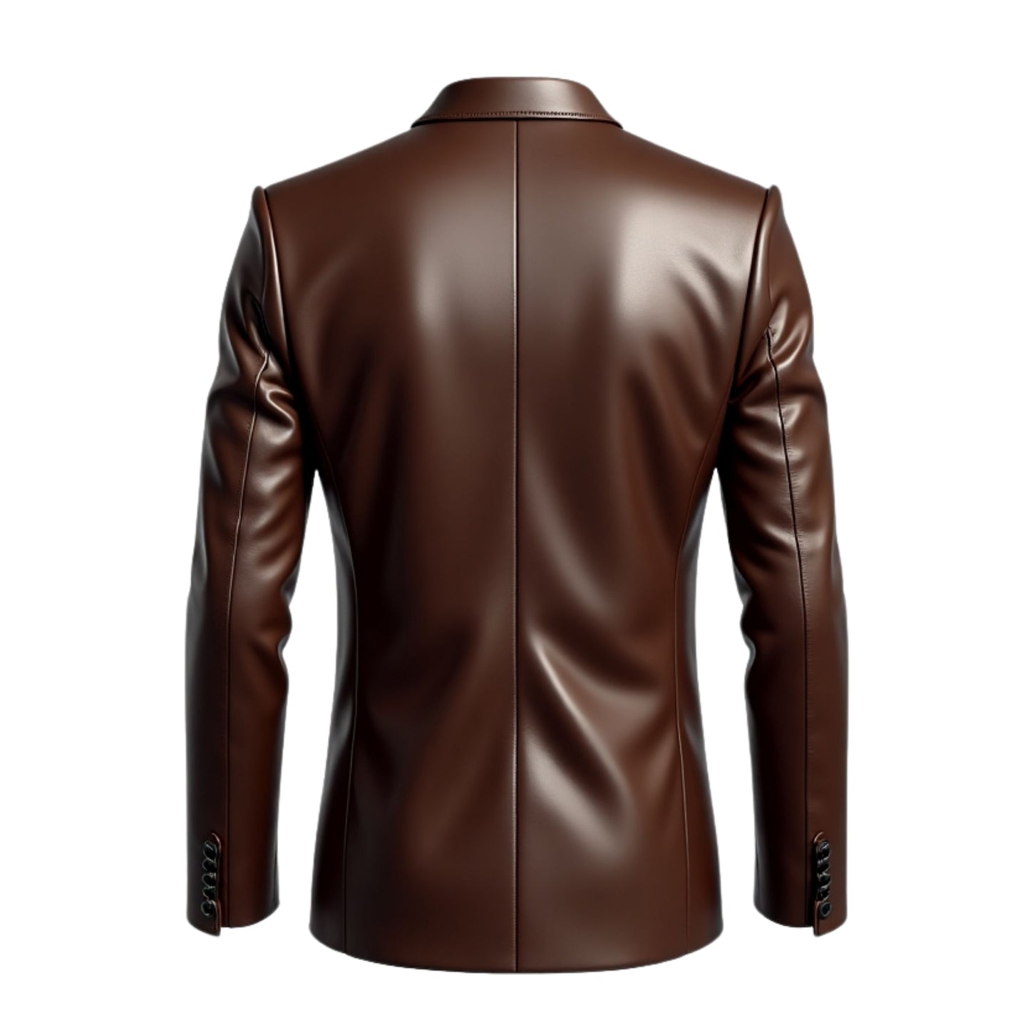 Men's Brown Real Leather Blazer: Tailored Fit, Notch Lapel, Two-Button Jacket
