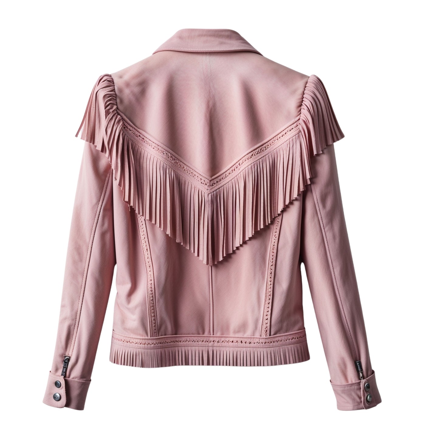 Dusty Pink Real Leather Fringe Jacket – Western Yoke Shoulder Fringe Hem
