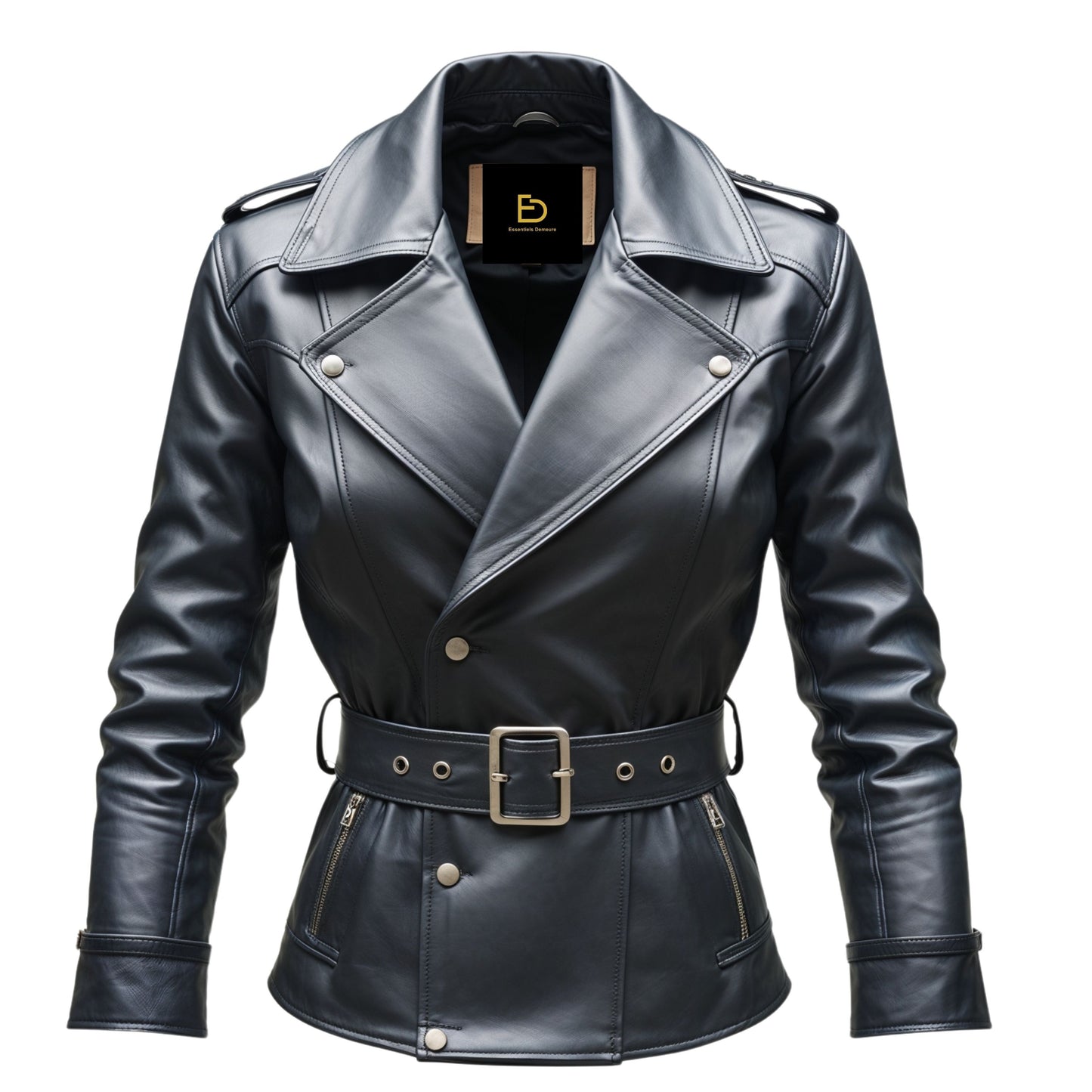 Men's Black Real Leather Belted Biker Jacket – Motorcycle Style Outerwear