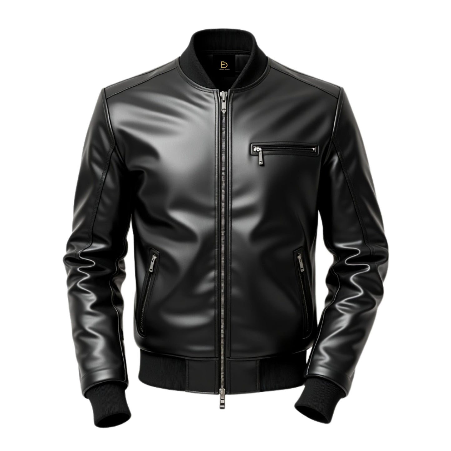 Men's Black Leather Bomber Jacket – Slim Fit Biker Style Streetwear