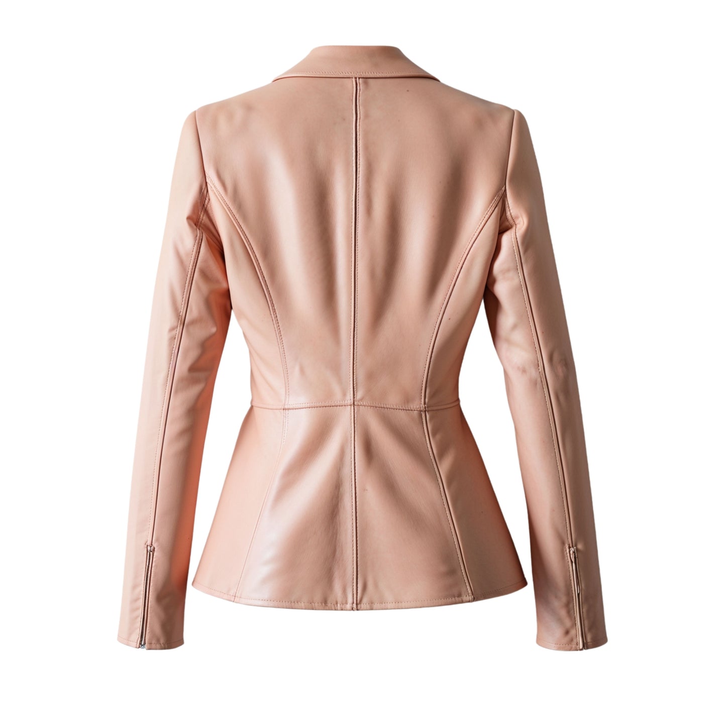 Women's Blush Pink Real Leather Blazer Jacket – Tailored Slim Fit Office Style