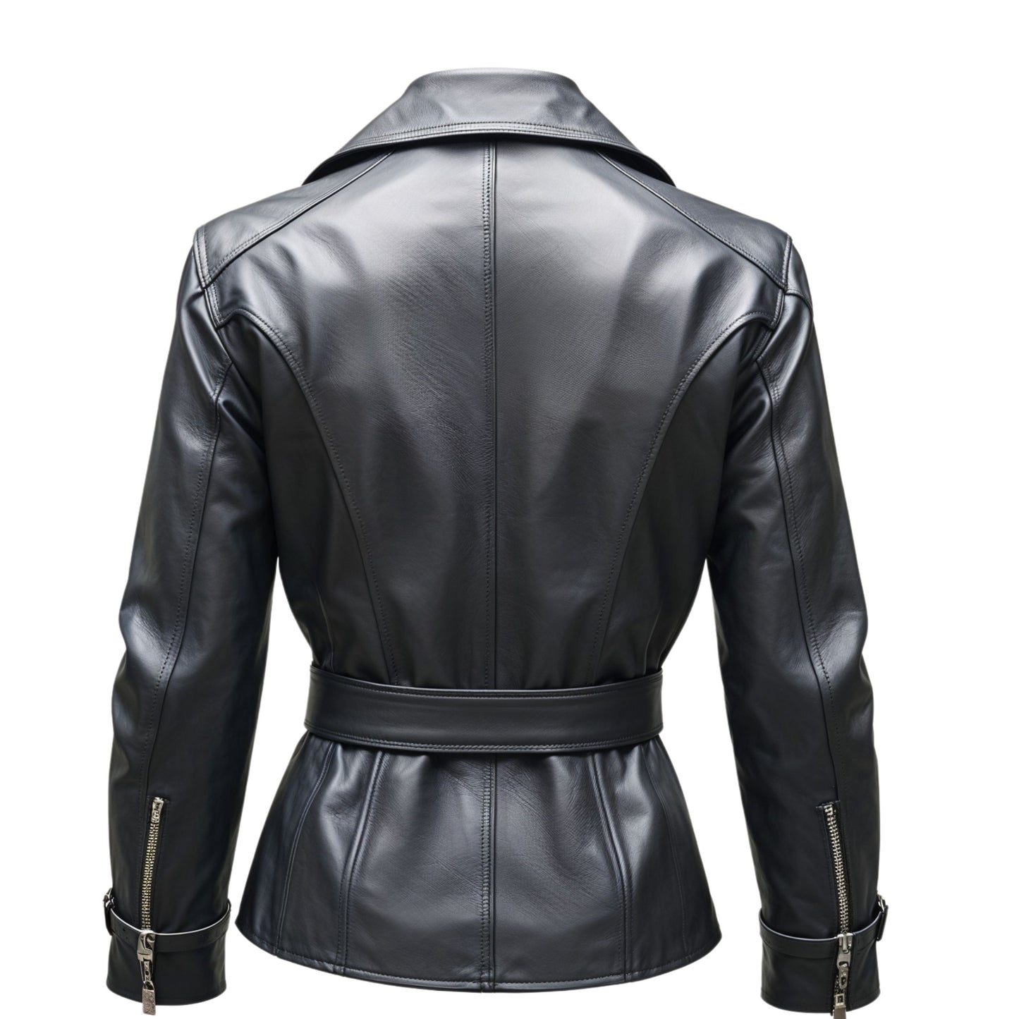 Men's Black Real Leather Belted Biker Jacket – Motorcycle Style Outerwear