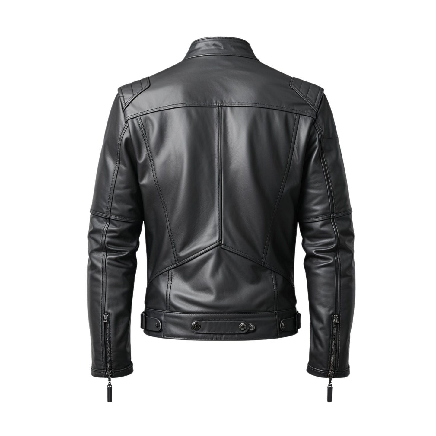 Men's Real Leather Motorcycle Jacket: Quilted Shoulders, Zipper Pockets, Riding Wear