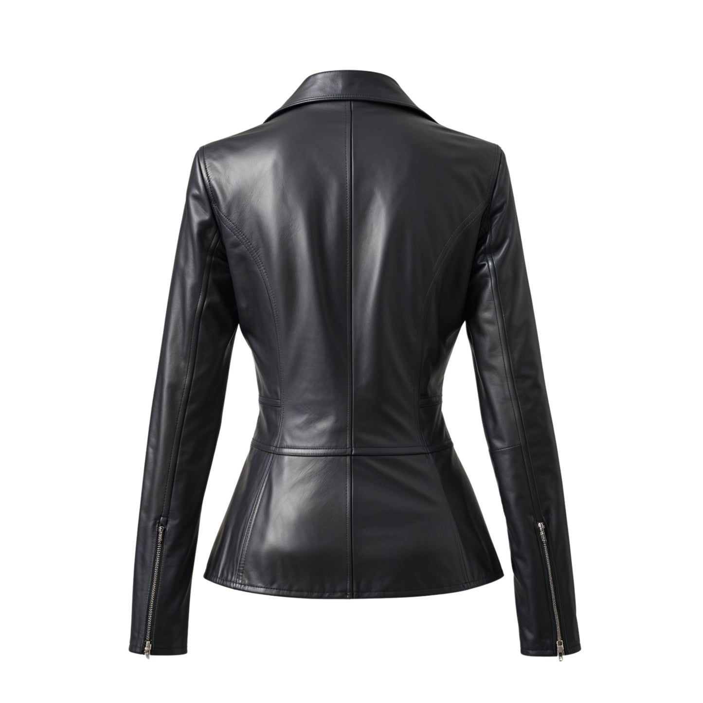 Black Real Leather Blazer Jacket: Tailored One Button Slim Office Coat