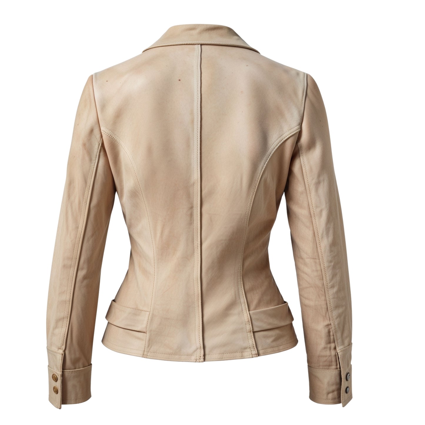 Women Real Leather Beige Blazer Jacket Tailored Fit Elegant Outerwear for Modern Everyday Styling