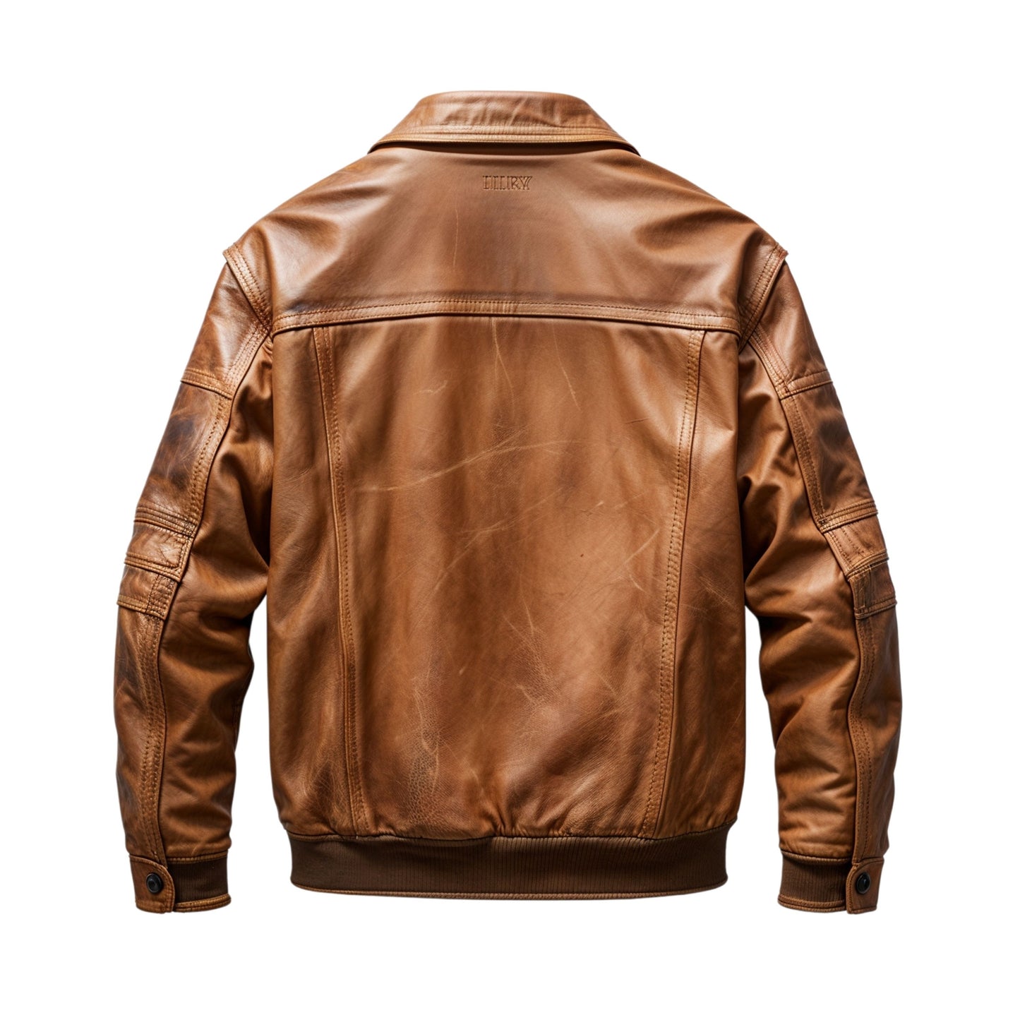 Men's Brown Real Leather Bomber Jacket with Flap Pockets – Timeless Outerwear