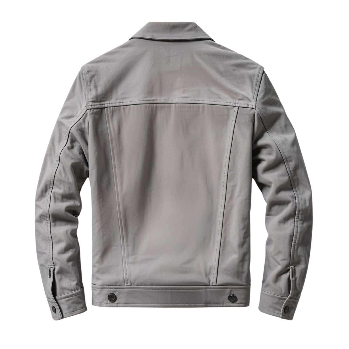 Light Gray Suede Leather Trucker Jacket: Tailored Fit, Urban Style