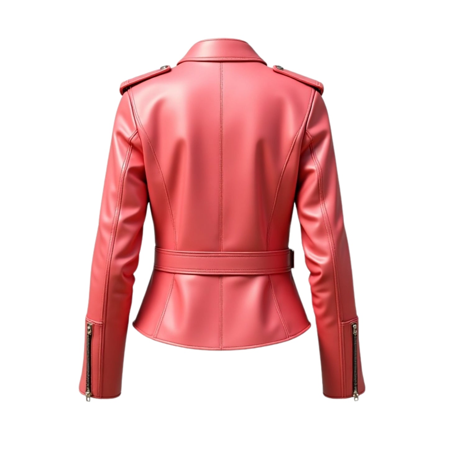 Womens Pink Lambskin Leather Biker Jacket – Slim Fit Moto Style