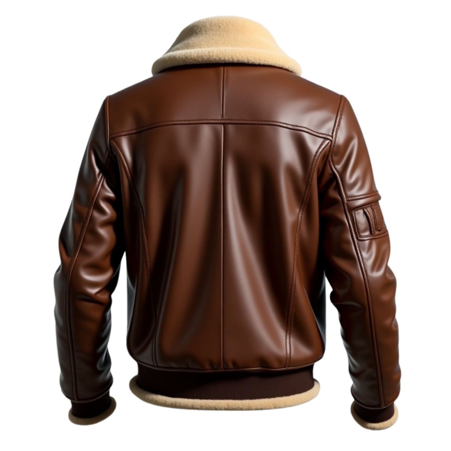 Men's Brown Real Leather Aviator Bomber Jacket with Shearling Collar