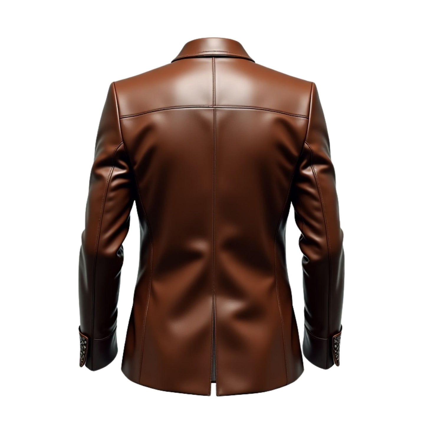 Men's Brown Leather Blazer: Classic Two-Button Tailored Fit Formal Wear