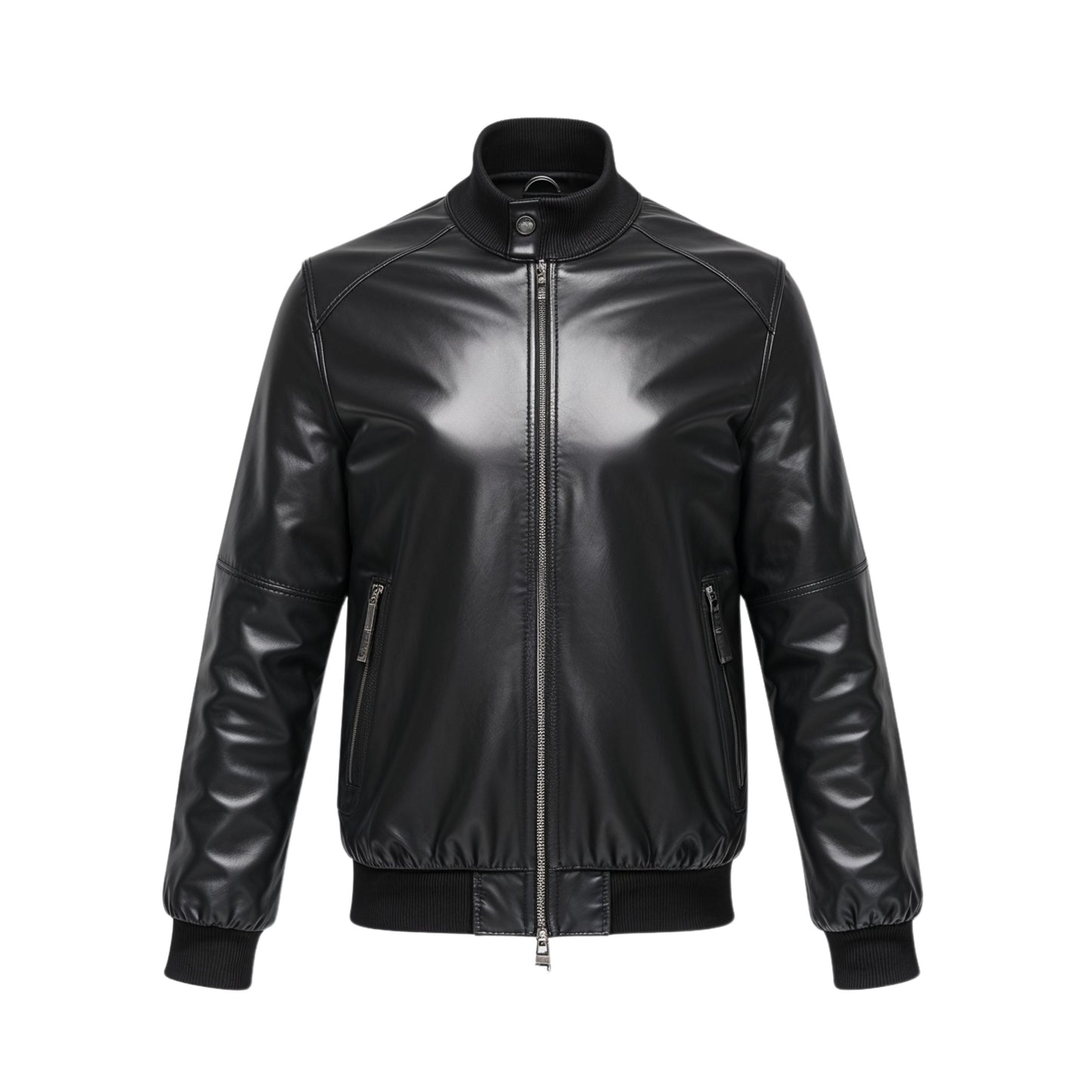 Men's Real Leather Bomber Jacket: Vintage Inspired Ribbed Casual Wear