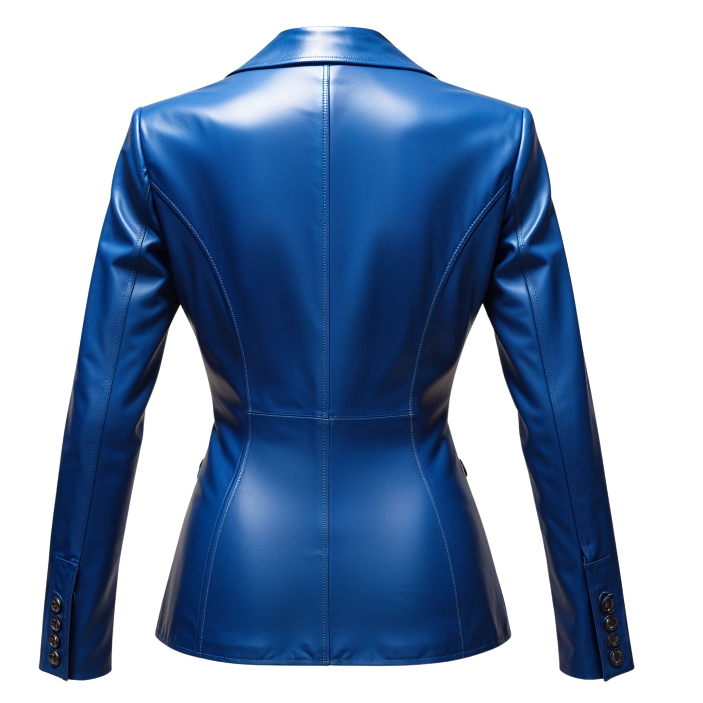 Royal Blue Real Leather Blazer Jacket: Tailored Slim Fit Office Style