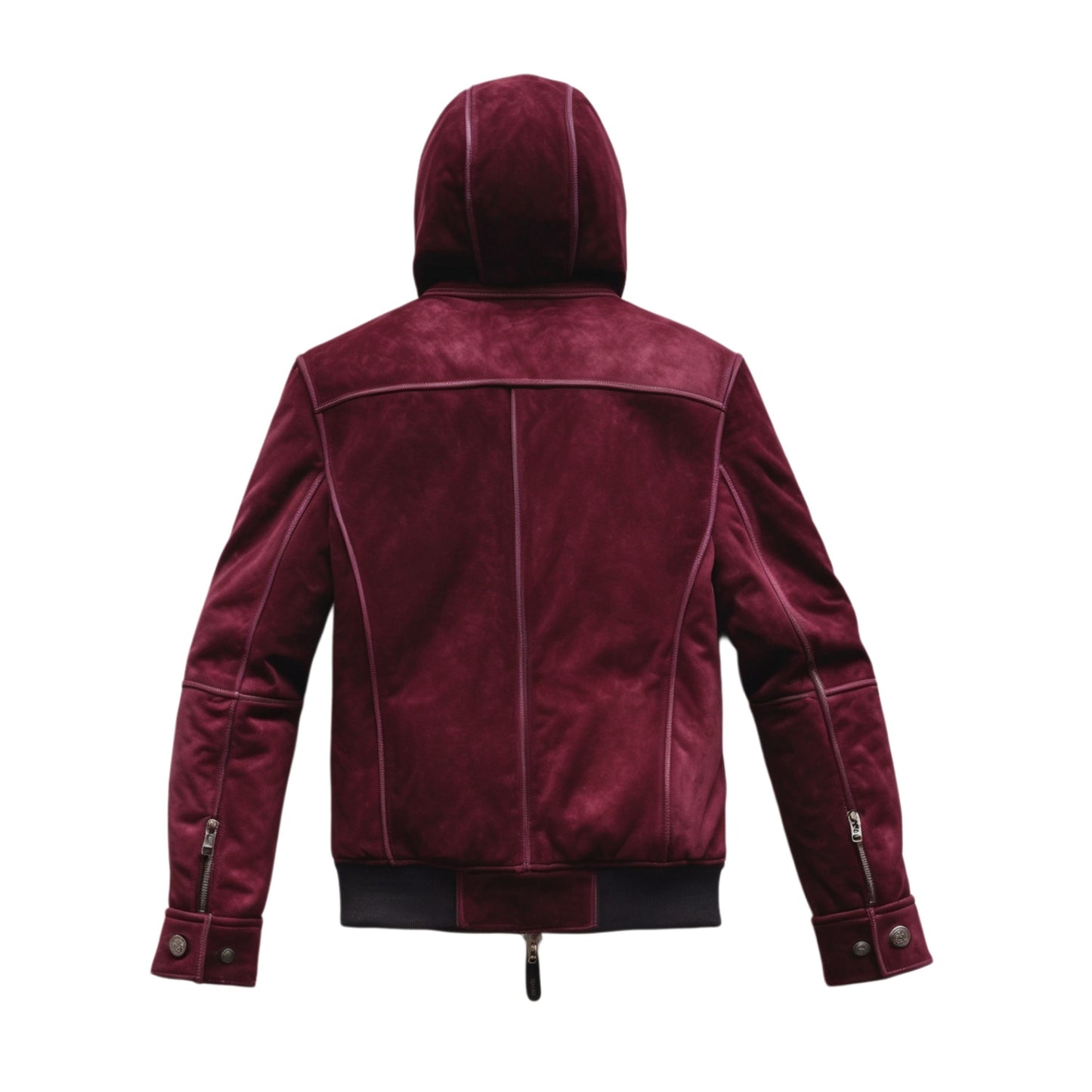 Stylish Burgundy Real Leather Jacket Hood Quilted Interior Modern Comfortable Outerwear Casual Winter Wear