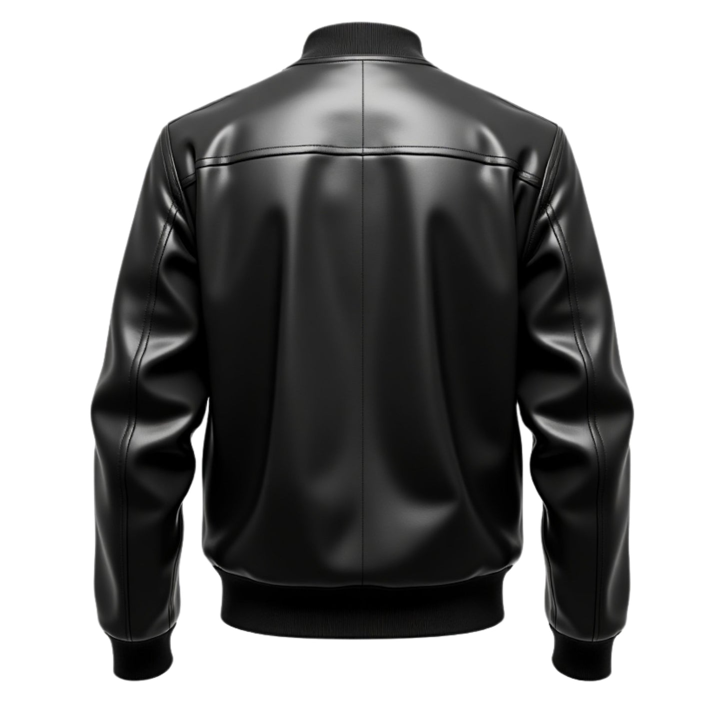 Men's Black Real Leather Bomber Jacket: Slim Fit, Zip Pockets, Ribbed Cuffs
