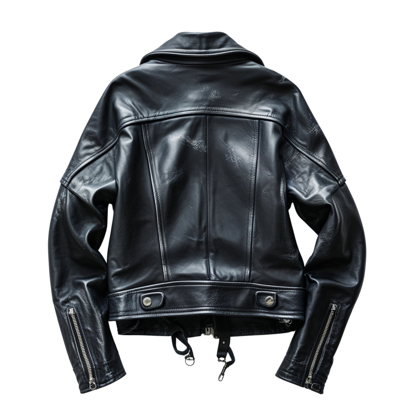 Womens Black Real Leather Moto Jacket – Oversized Asymmetrical Biker Outerwear