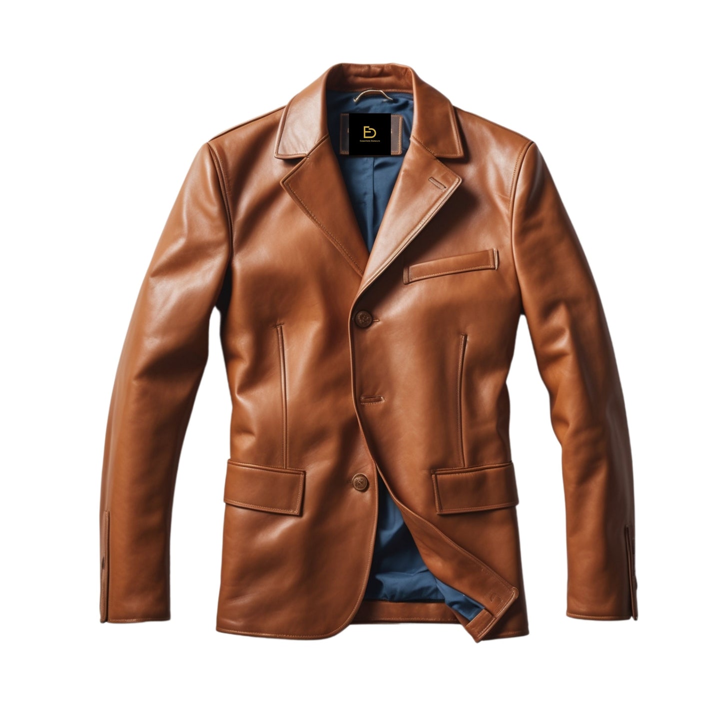 Men's Brown Leather Blazer Jacket: Classic Tailored Fit, Notch Lapel, Casual Wear