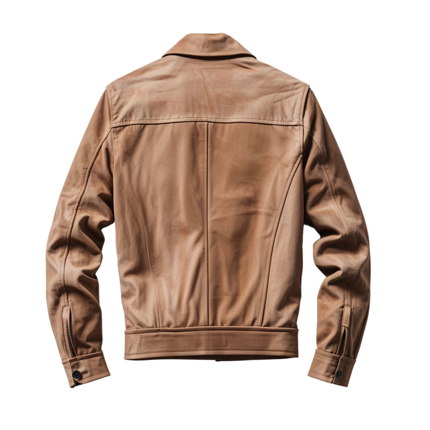Tan Suede Trucker Jacket: Genuine Leather, Button Front, Classic Fit Menswear