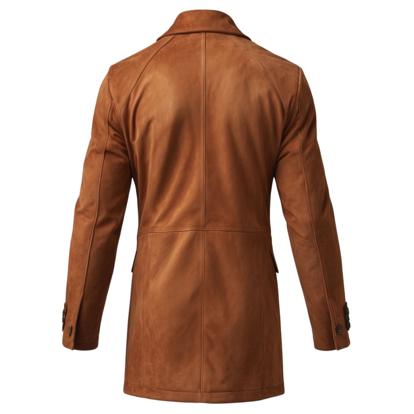 Men's Tan Leather Blazer: Two-Button Closure, Classic Fit Outerwear