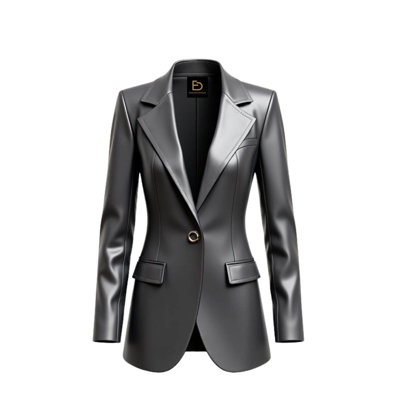 Women's Genuine Lambskin Leather Blazer: Charcoal Gray, Slim Fit, Peak Lapel