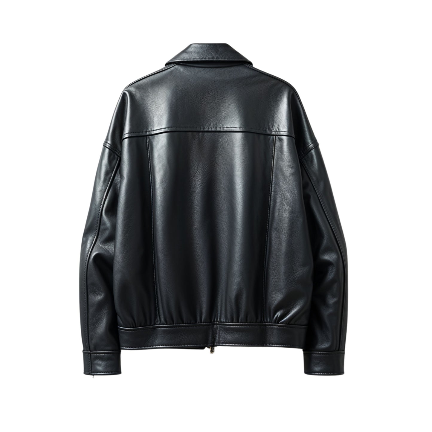 Men Black Leather Jacket Modern Zippered Pockets Zipper Closure Stylish Outerwear Casual Formal Occasions