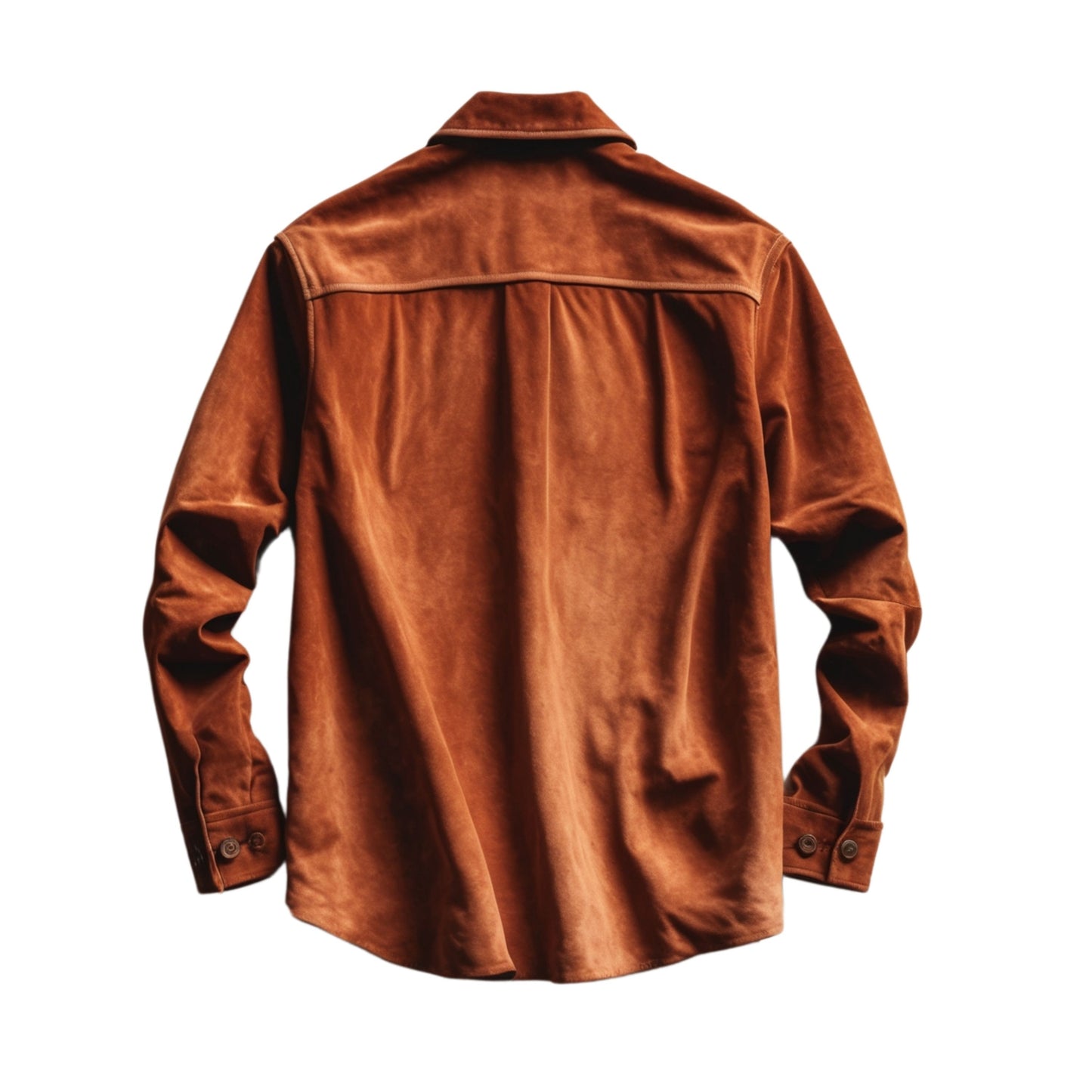 Men's Brown Suede Shirt Jacket: Tailored Fit, Button Front, Chest Pockets