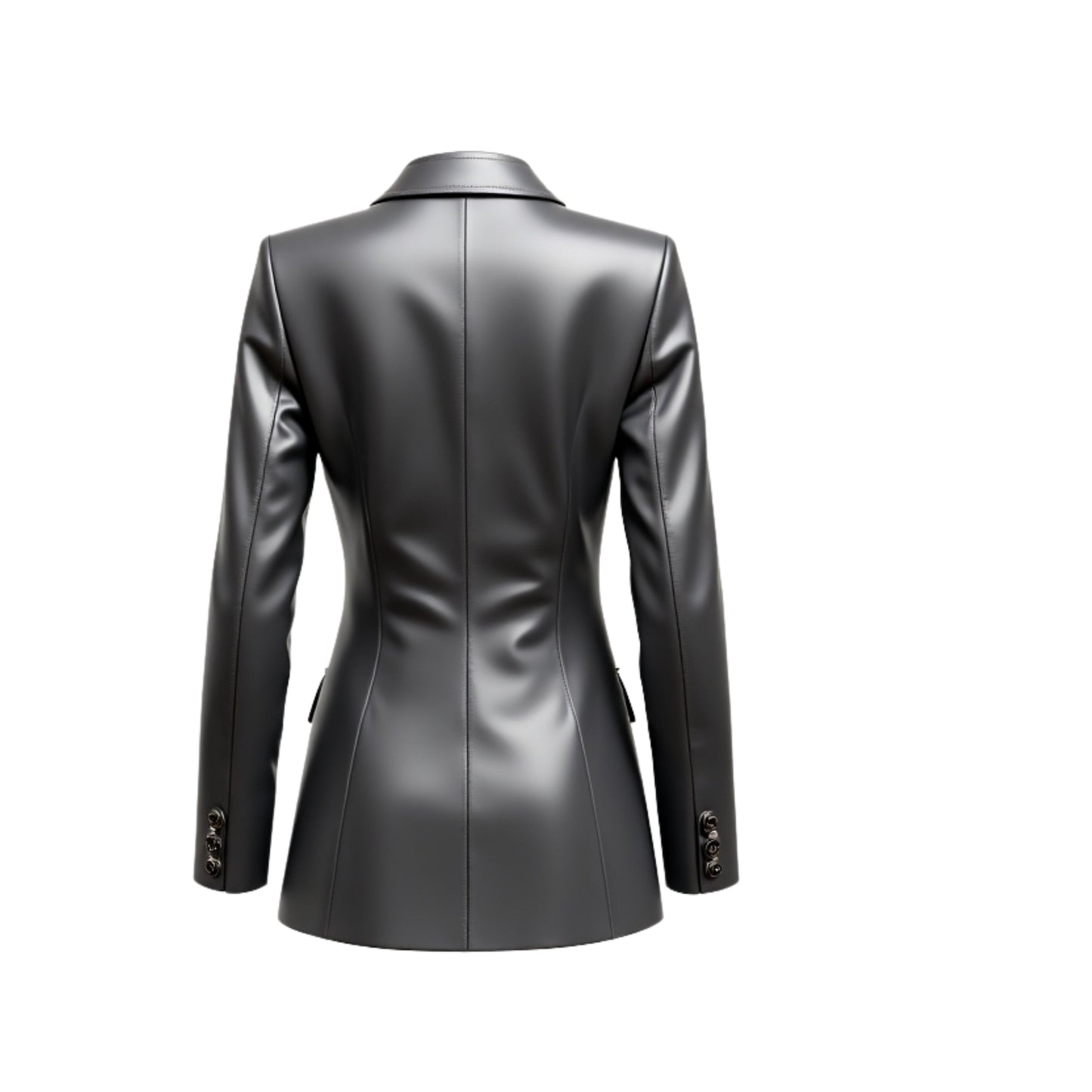 Women's Genuine Lambskin Leather Blazer: Charcoal Gray, Slim Fit, Peak Lapel