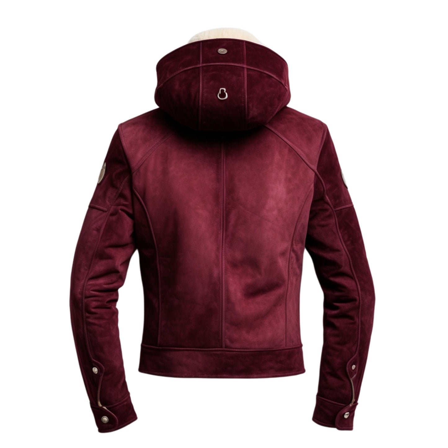 Burgundy Real Leather Hooded Jacket with Fur Interior – Stylish Winter Outerwear