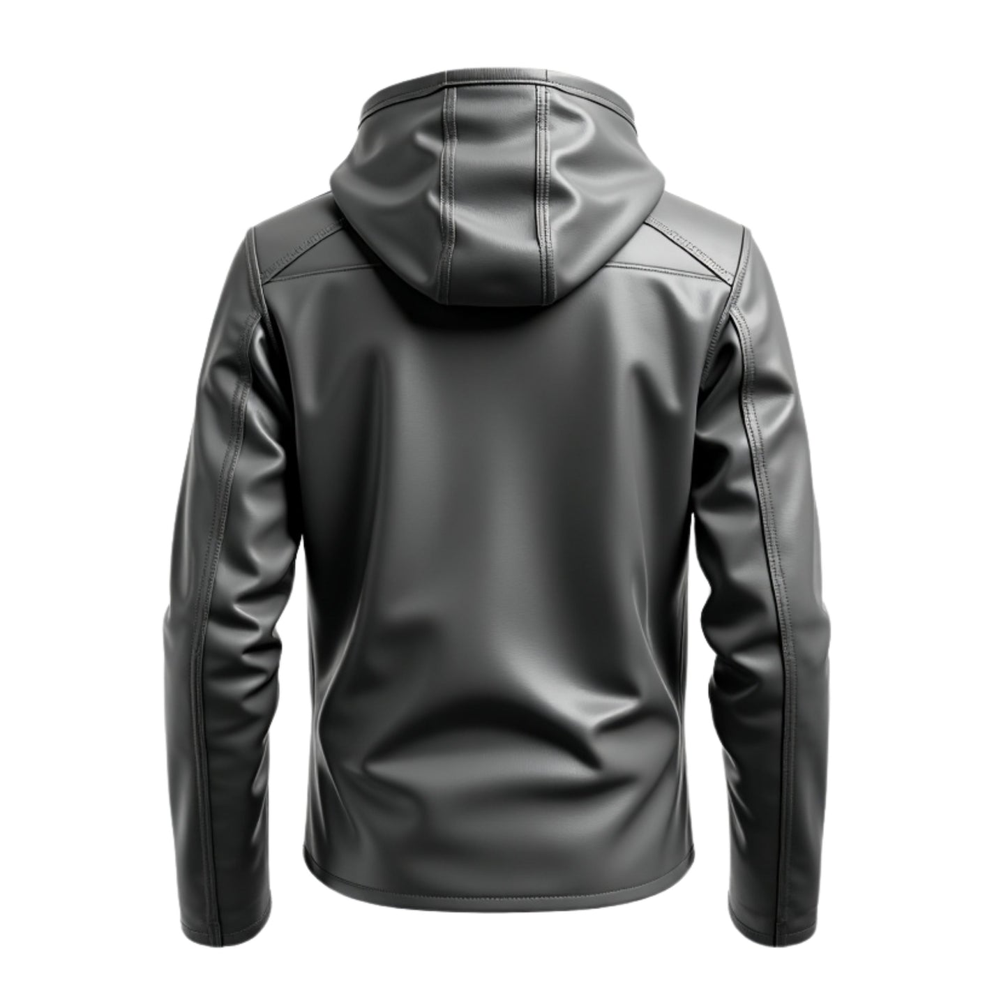 Men's Black Real Leather Hooded Bomber Jacket – Modern Street Style, Zipper Pockets