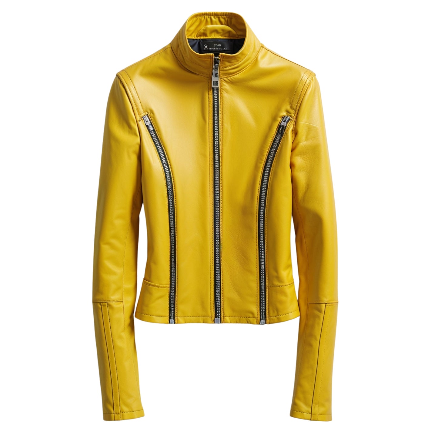 Womens Yellow Real Leather Moto Jacket – Slim Fit Biker Style Outerwear