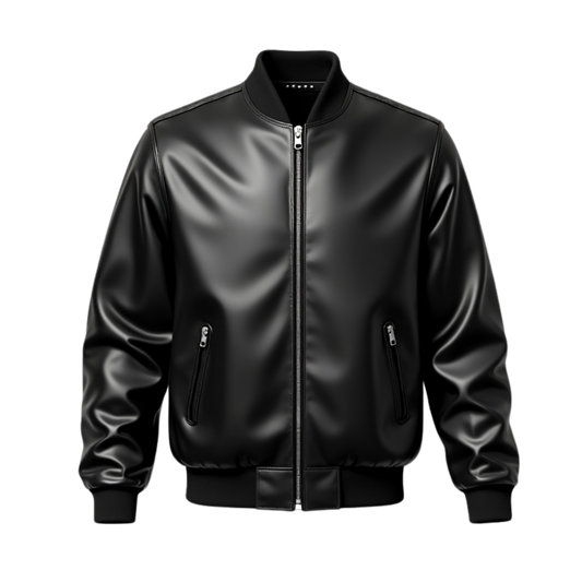 Black Leather Bomber Jacket: Minimalist Urban Fashion Style