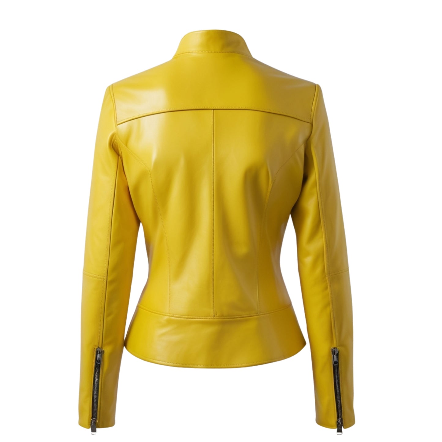 Womens Yellow Real Leather Biker Jacket – Slim Fit Moto Outerwear