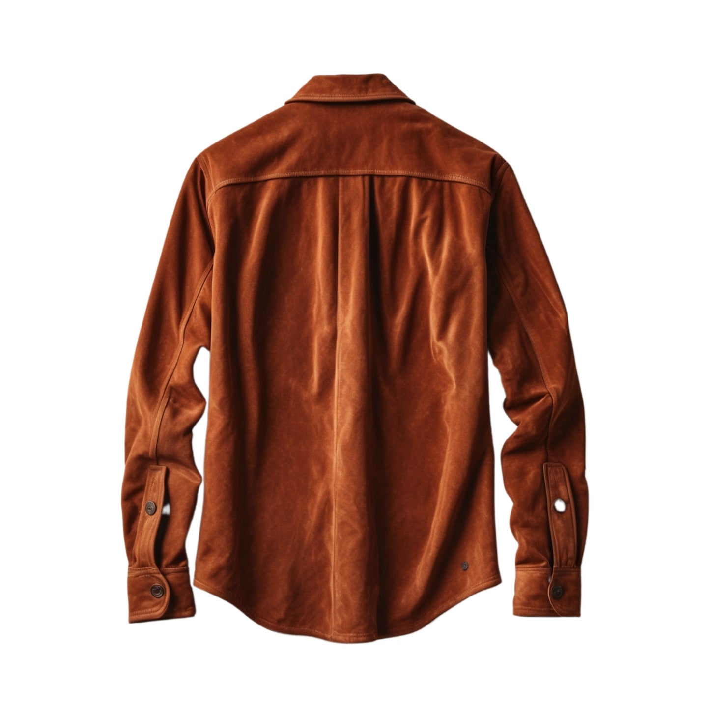 Men's Brown Suede Shirt Jacket: Contrasting Leather Pockets, Timeless Style