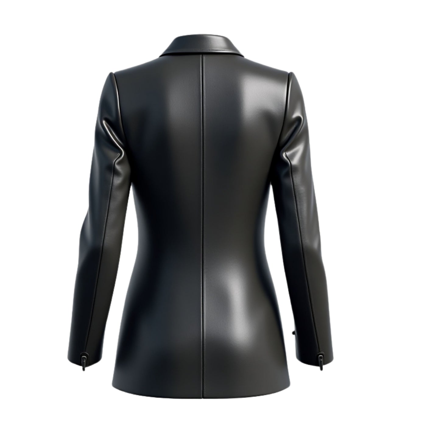 Black Lambskin Leather Blazer Jacket: Peak Lapel, Slim Fit, Business Casual