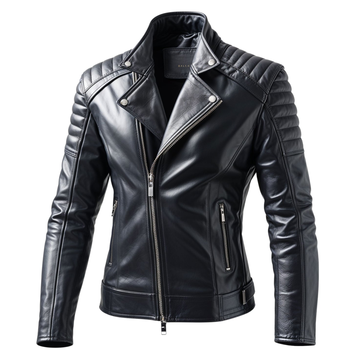 Men's Real Leather Biker Jacket with Quilted Shoulder Panels – Urban Style