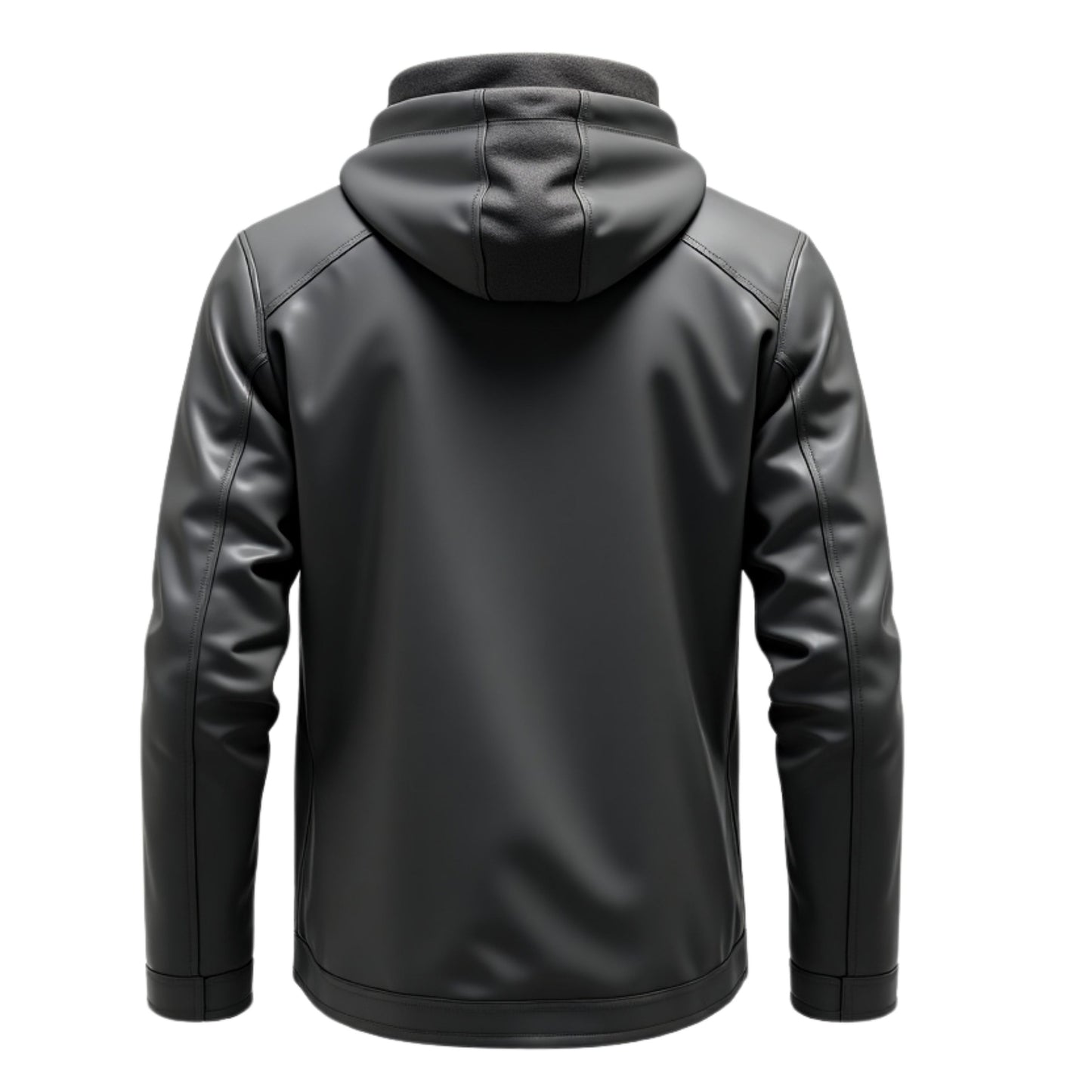 Men's Black Grey Real Leather Hooded Jacket – Modern Casual Outerwear