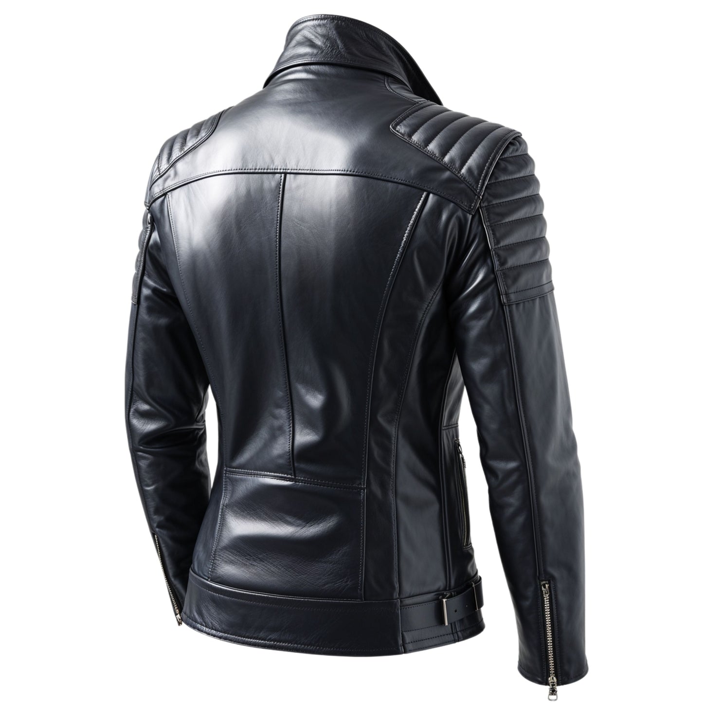 Men's Real Leather Biker Jacket with Quilted Shoulder Panels – Urban Style
