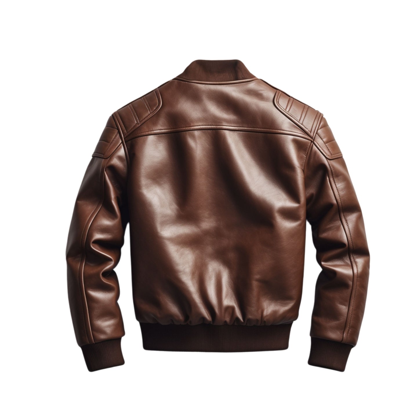 Men's Real Leather Bomber Jacket: Ribbed Cuffs, Button Closure, Casual Outerwear