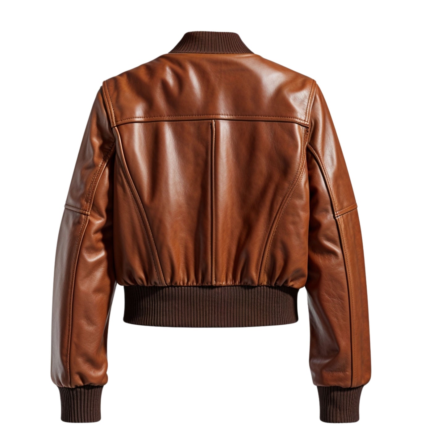 Womens Cognac Brown Leather Bomber Jacket – Varsity Style Outerwear