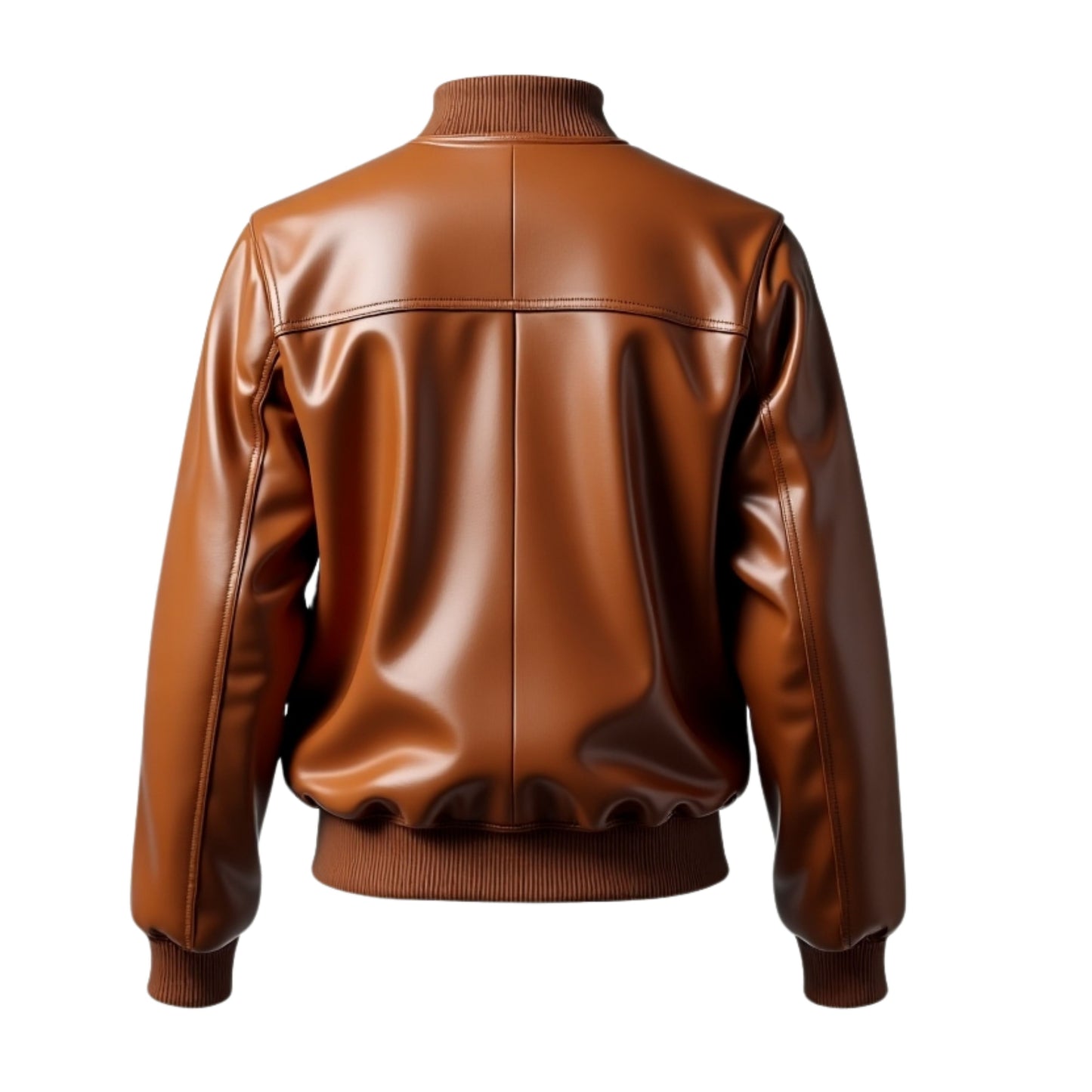 Women's Brown Lambskin Leather Bomber Jacket – Ribbed Collar, Zipper Front