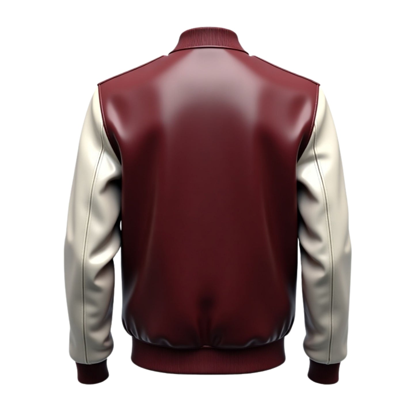 Men's Maroon Cream Leather Varsity Jacket – Classic Baseball Snap Button Outerwear