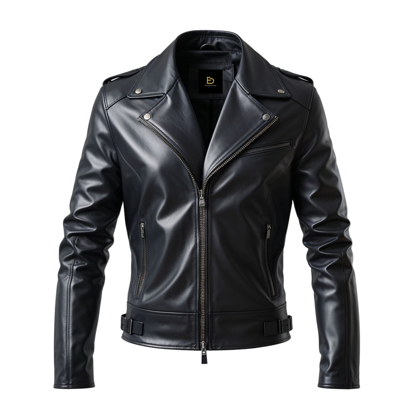 Men's Black Real Leather Biker Jacket – Classic Moto Style, Tailored Fit