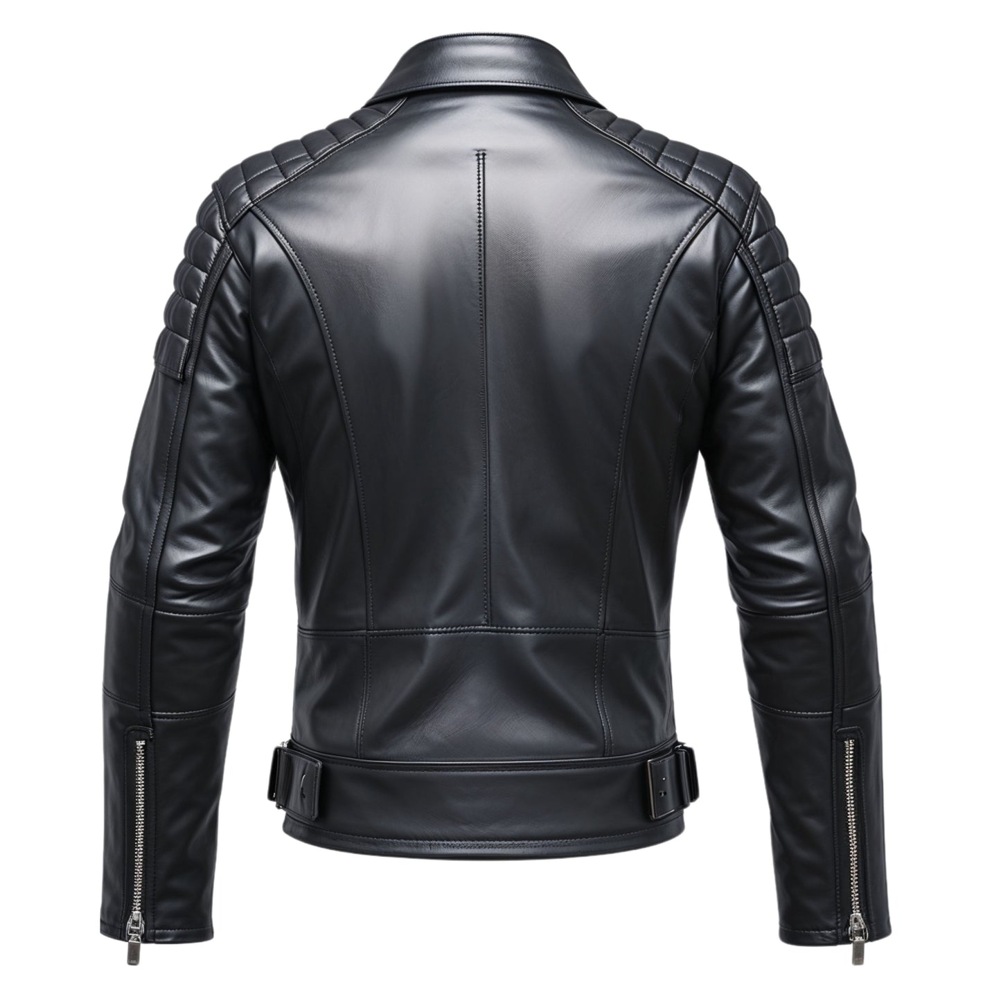 Men's Quilted Shoulder Leather Biker Jacket – Asymmetrical Zip Motorcycle Style